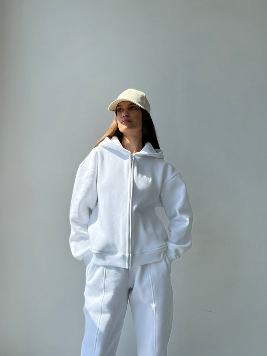 Sweatshirt MS ZIP White (with fleece)