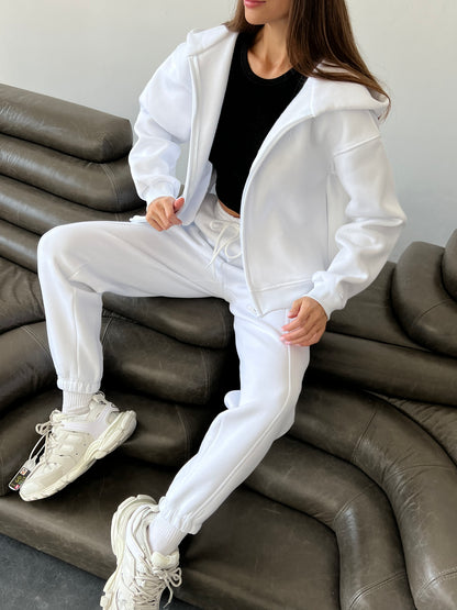 Sweatshirt MS ZIP White (with fleece)