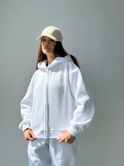 Sweatshirt MS ZIP White (with fleece)