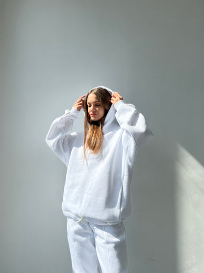 Hoodie MS White (with fleece)